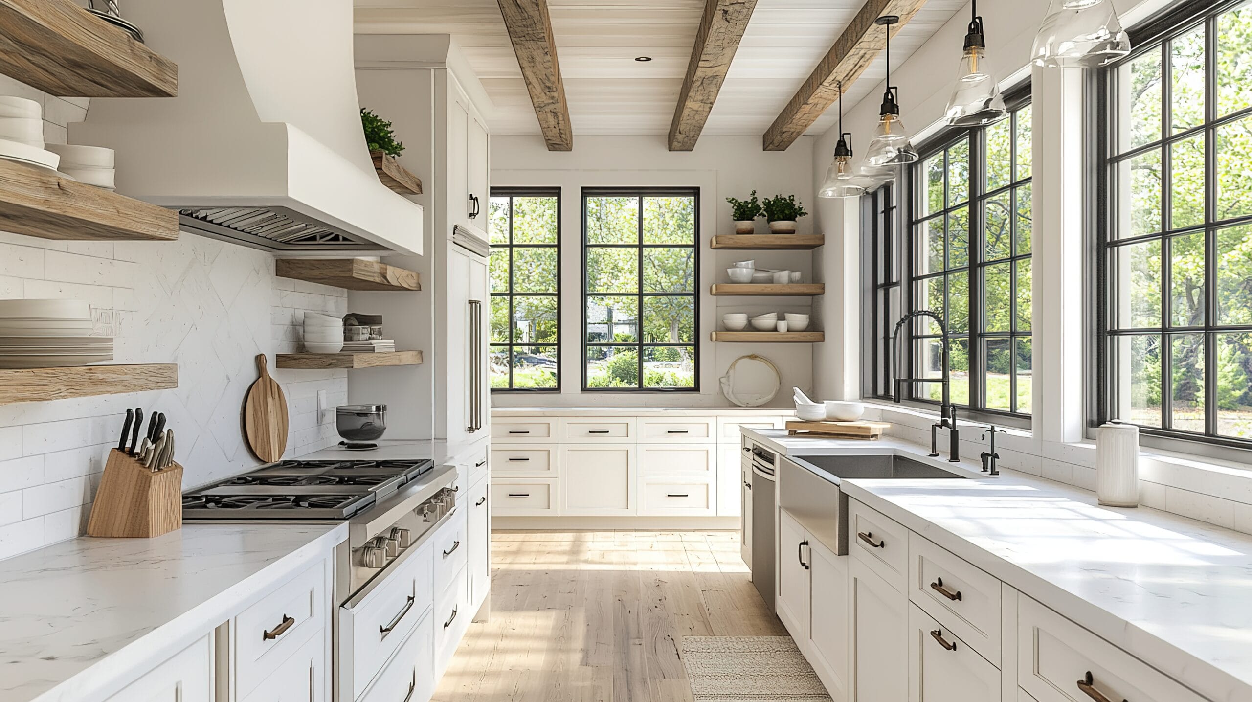 Feng Shui kitchen design with a well-placed stove, balanced energy flow, and a harmonious layout for prosperity and health.