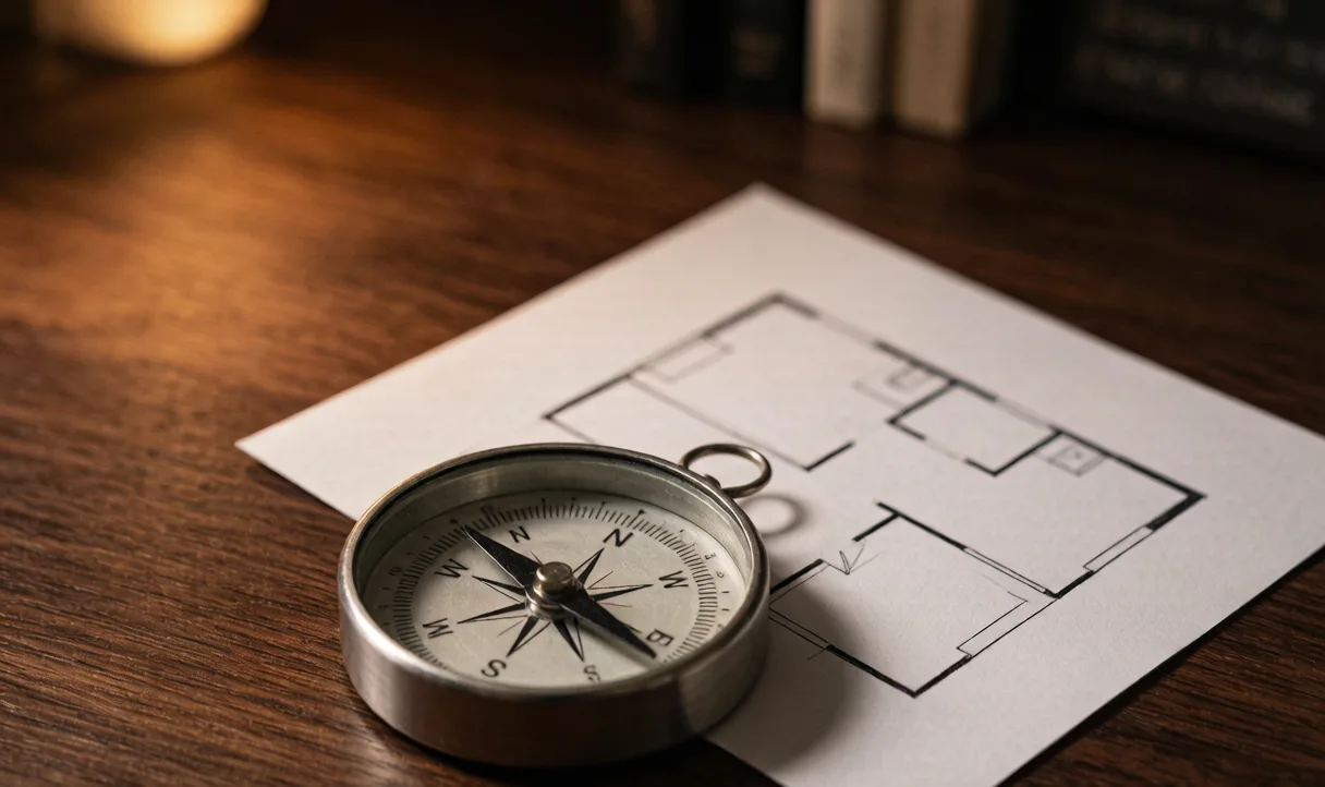 A compass and birth-year chart pointing to personal lucky directions — kua number feng shui guide