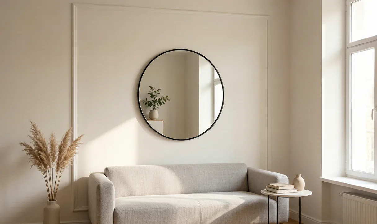 A cozy room with just one well-placed mirror instead of many — avoiding too many mirrors feng shui energy overload