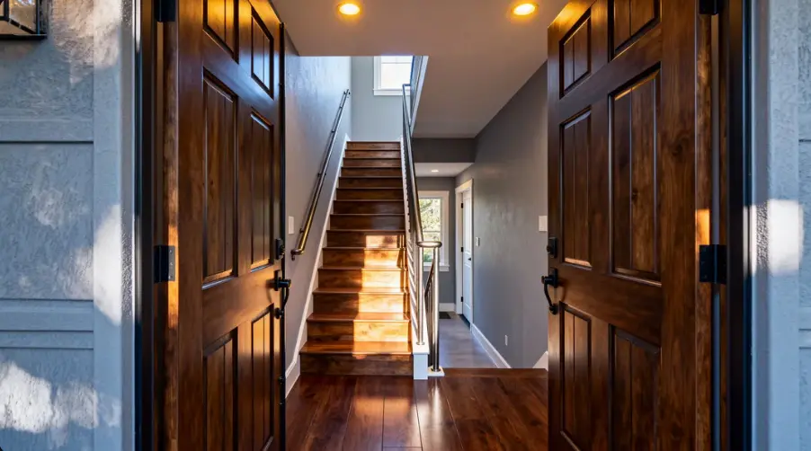 the Front Door Faces a Staircase